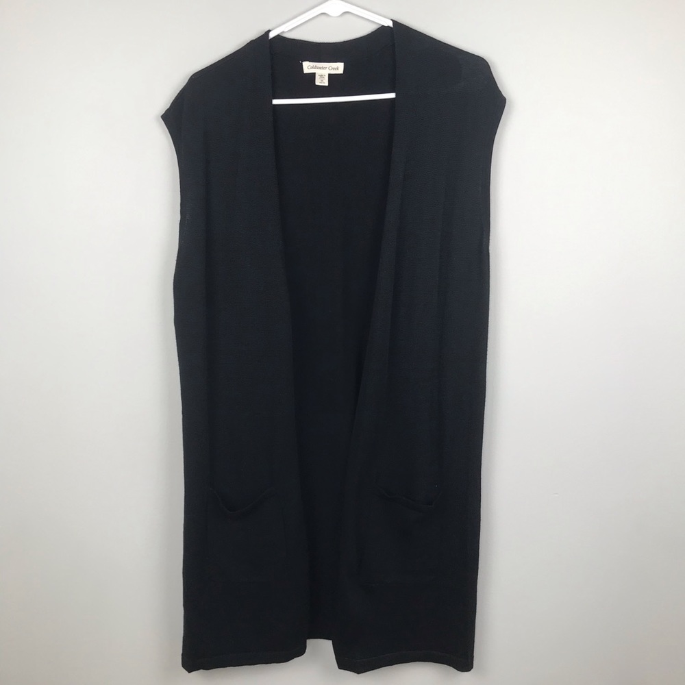 Coldwater Creek Long Cardigan Sweater Black Sz M.
